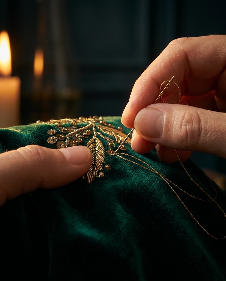 Broderie au fil d'or, atelier MarLino